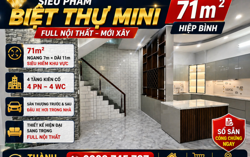  SIÊU PHẨM BIỆT THỰ MINI - 71m2 - Full nội thất, mới xây   – [HIỆP BÌNH]